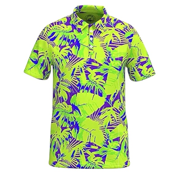 Proud 90 Golf is Fun Men's‎ Wild Palms Athletic Golf Polo Shirt Size Medium - Picture 1 of 8